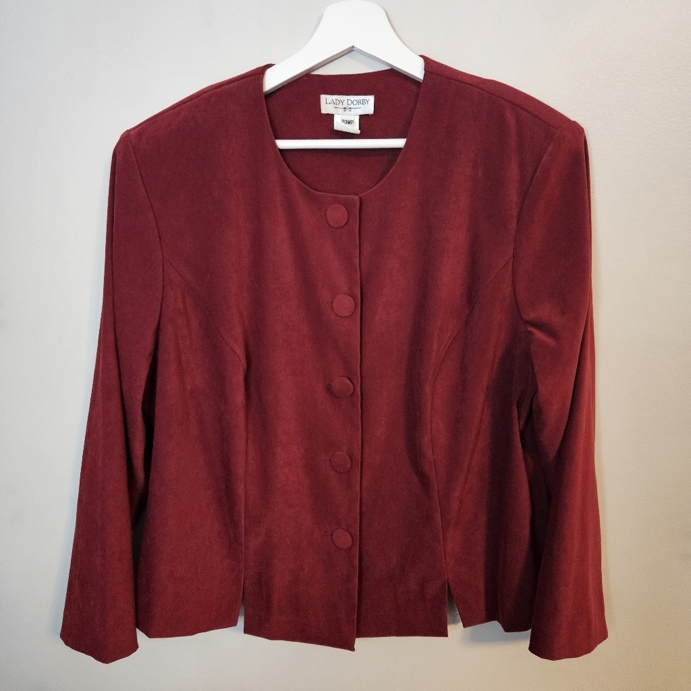 Lady Dorby Red Wine Jacket Blazer Womens 20 Wide Petite Business Casual Holiday